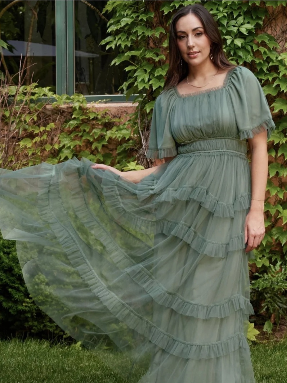 Baltic Born Sage Green Ruffle Tiered Maxi Dress